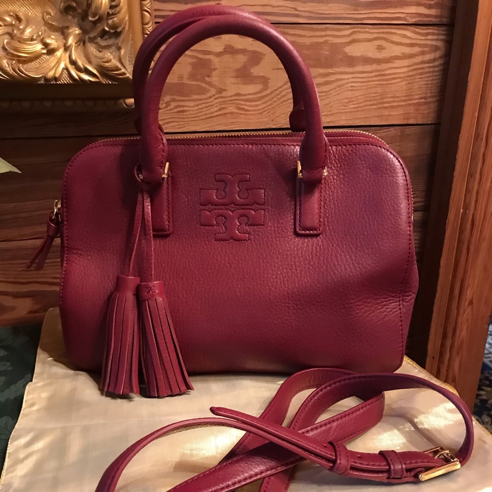 Tory Burch Thea Tassel Double-zip leather satchel